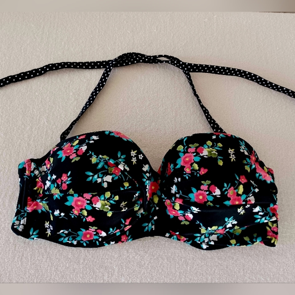 LASCANA for VENUS Midnight Bloom Bandeau Bikini Top, size D